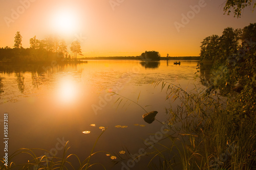 Calm summer evening on the lake.