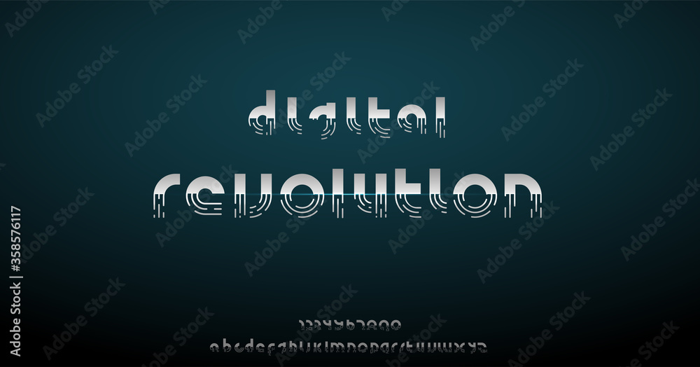 Abstract digital alphabet fonts. Typography for technology electronic, digital music, movie logo creative font. vector illustration Abstract digital alphabet fonts. Typography for technology electronic, digital music, movie logo creative font. vector illustration