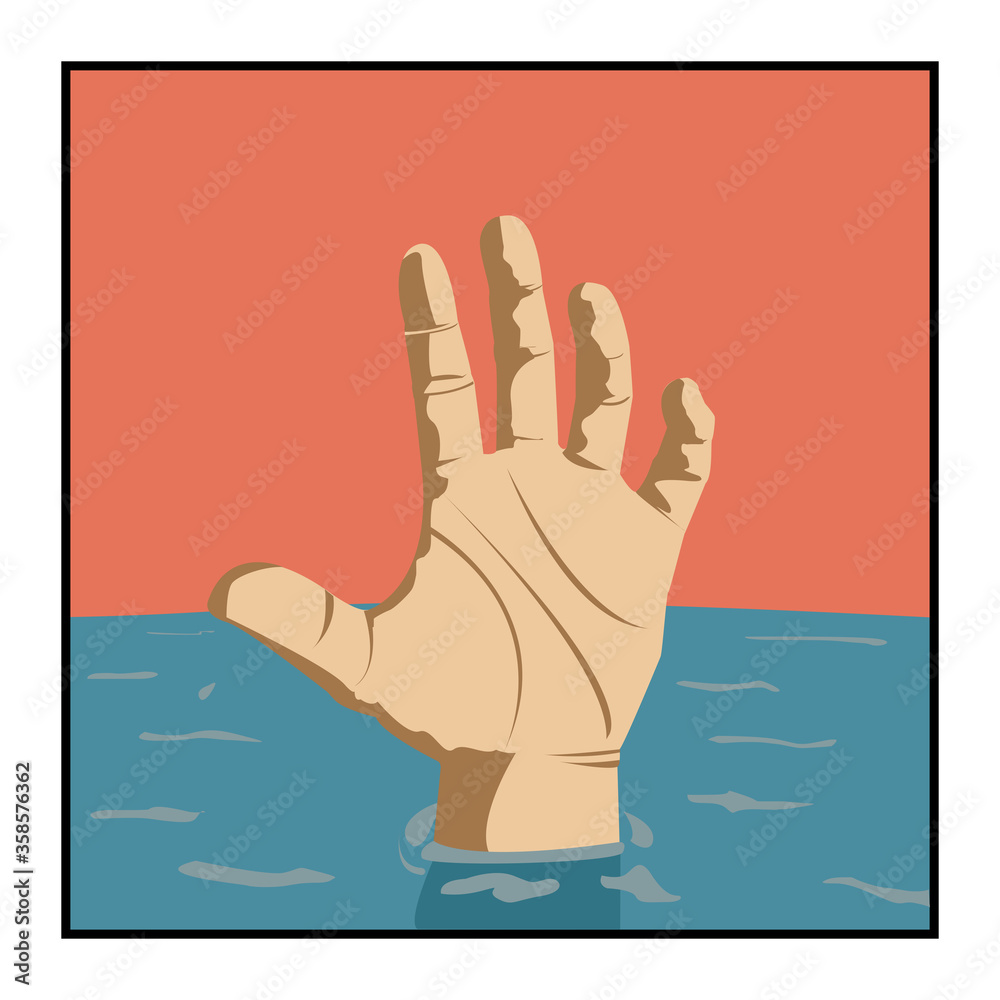 Fototapeta premium hands on the surface of the water. ask for help