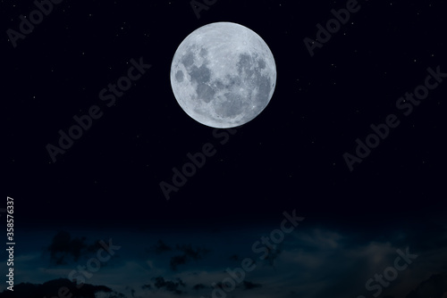 Full moon in the dark night.