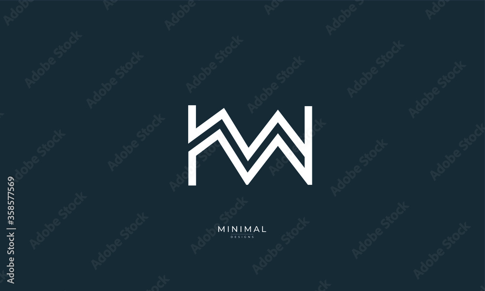 Alphabet letter icon logo KW
