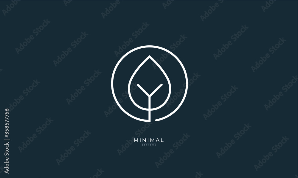 a line art icon logo of a leaf with a letter Y in the middle a line art icon logo of a leaf with a letter Y in the middle