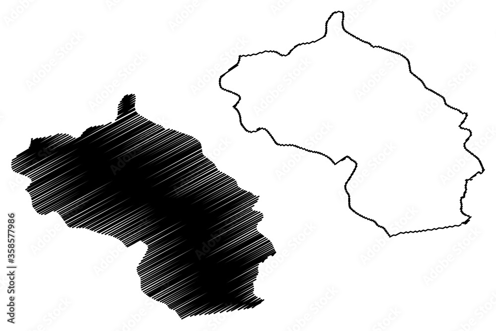 Berane Municipality (Montenegro, Municipalities of Montenegro) map vector illustration, scribble sketch Berane map