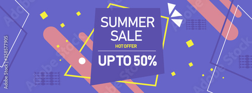 Abstract modern flyer. Summer sale flyer with original shapes. Blue background and shape fish/ Vector eps 10 illustration.