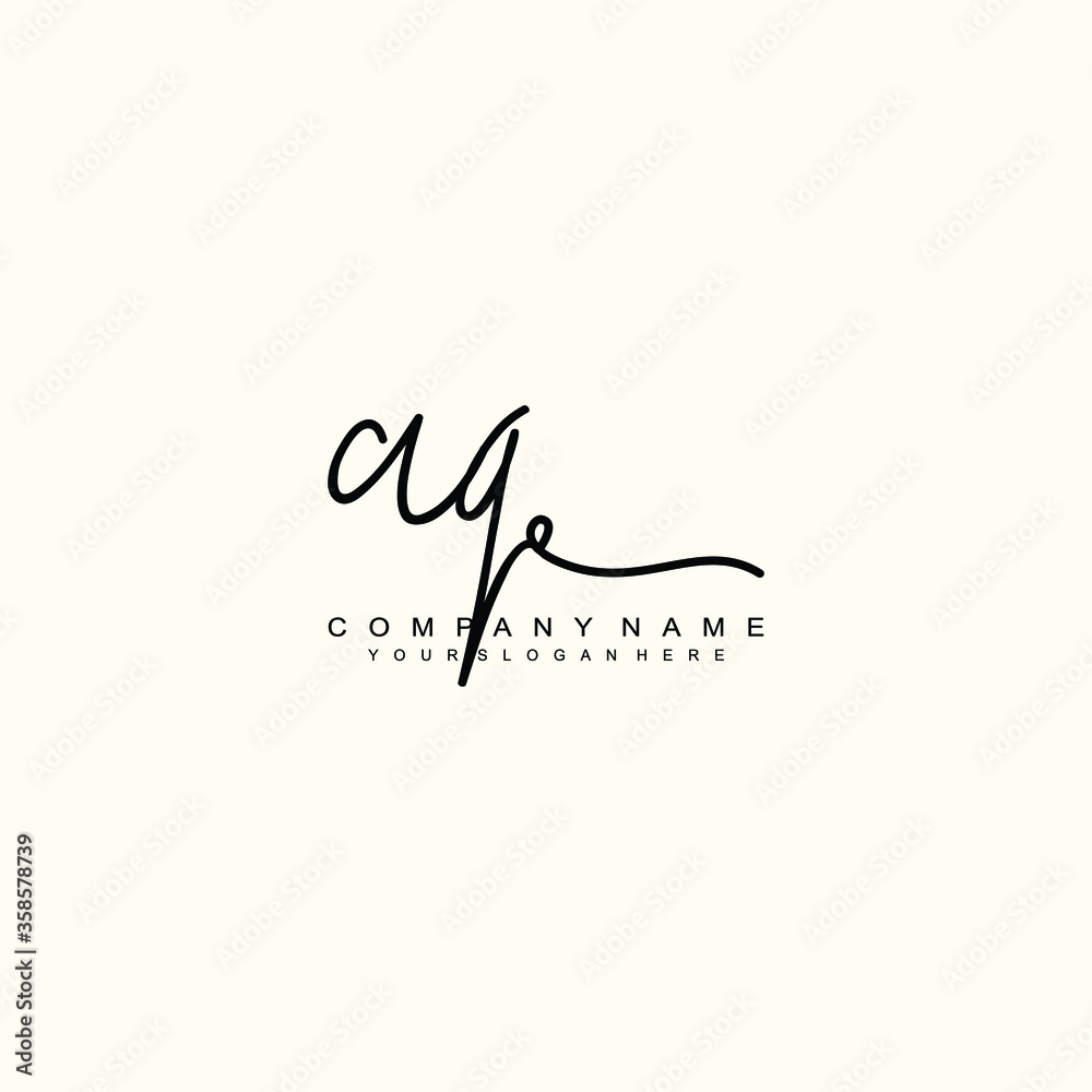 AQ initials signature logo. Handwriting logo vector templates. Hand drawn Calligraphy lettering Vector illustration. AQ initials signature logo. Handwriting logo vector templates. Hand drawn Calligraphy lettering Vector illustration.