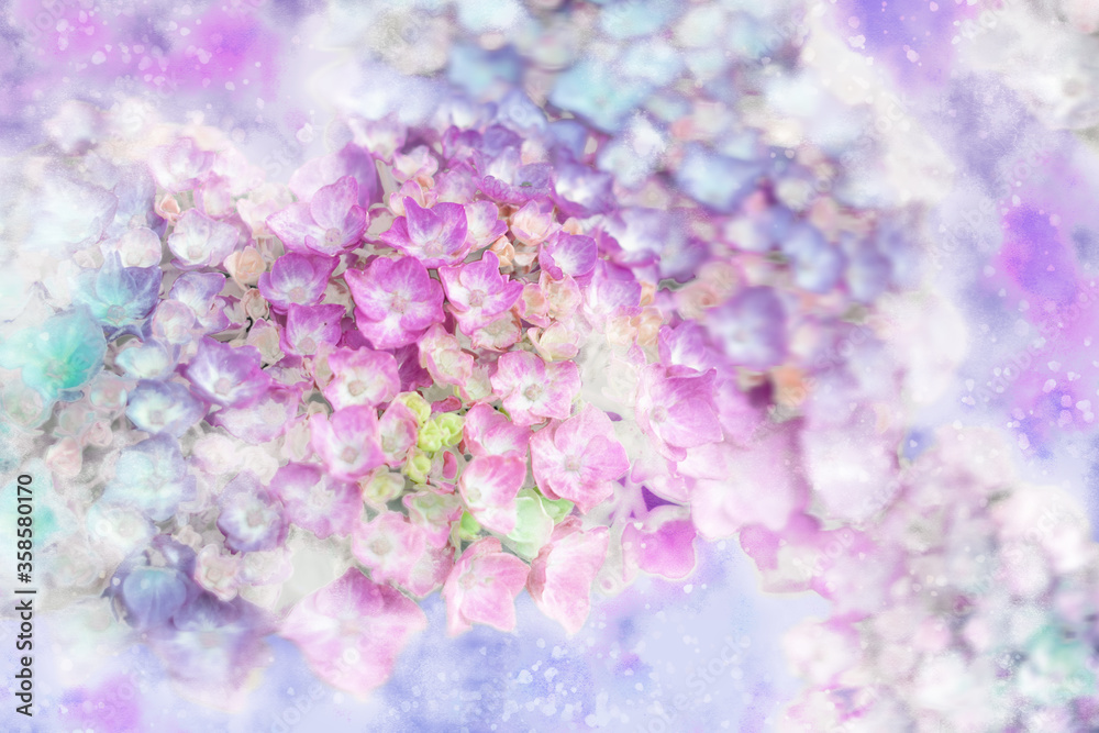紫陽花のグラデーション背景画像 フレーム