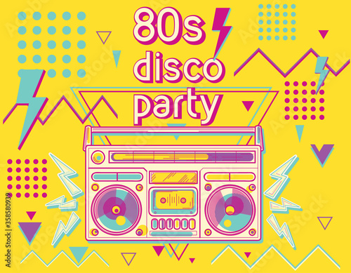 80s disco party funky colorful music design