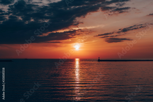 Romantic sunset on the sea