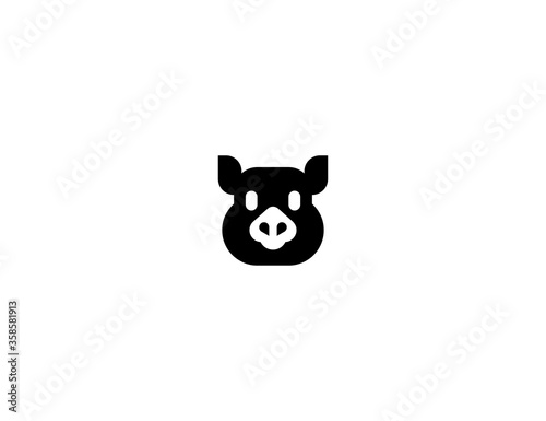 Pig vector flat icon. Isolated pig face emoji illustration