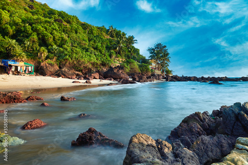 Beautiful landscape of tropical beach in Goa