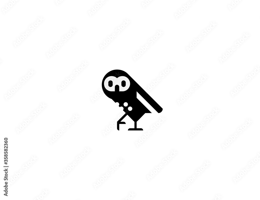 Owl vector flat icon. Isolated owl bird emoji illustration