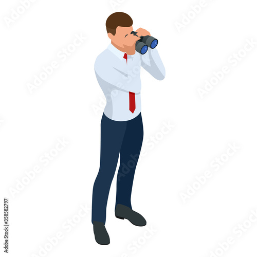 Isometric businessman isolated on write. Creating an office worker character, cartoon people. Business people.