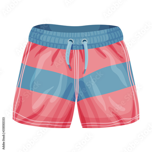 Loose-fitting Male Elastic Brief Sportive Shorts Isolated on White Background Vector Illustration