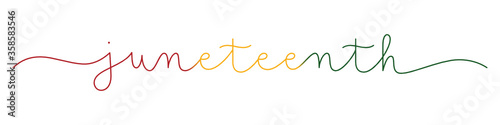 JUNETEENTH colorful vector monoline calligraphy banner with swashes