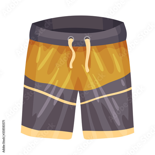 Loose-fitting Male Elastic Brief Sportive Shorts Isolated on White Background Vector Illustration
