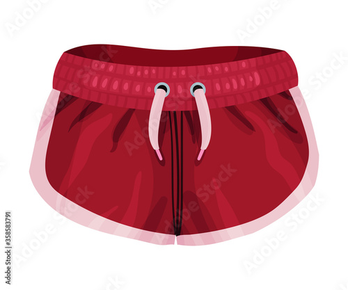 Loose-fitting Male Elastic Brief Sportive Shorts Isolated on White Background Vector Illustration