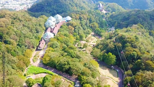 Nunobiki Herb Garden - High aerial view in daytime by drone. The best ever landmark ,Kobe - Japan [4k Resolution] photo
