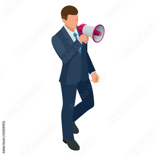Isometric businessman isolated on write. Creating an office worker character, cartoon people. Business people.