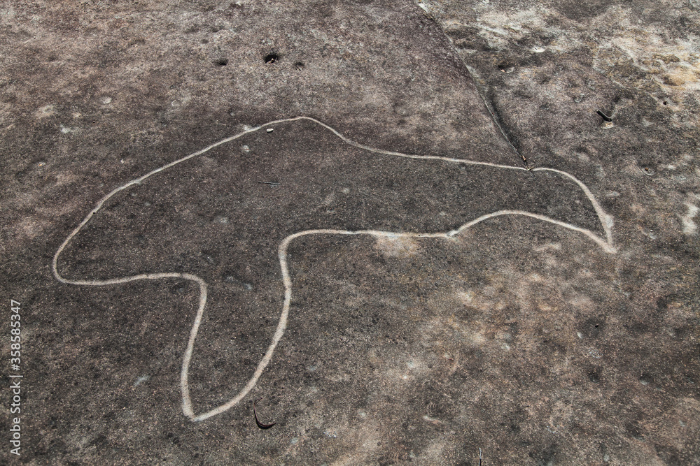 Dharawal etchings or petroglyphs, Bundeena NSW Australia