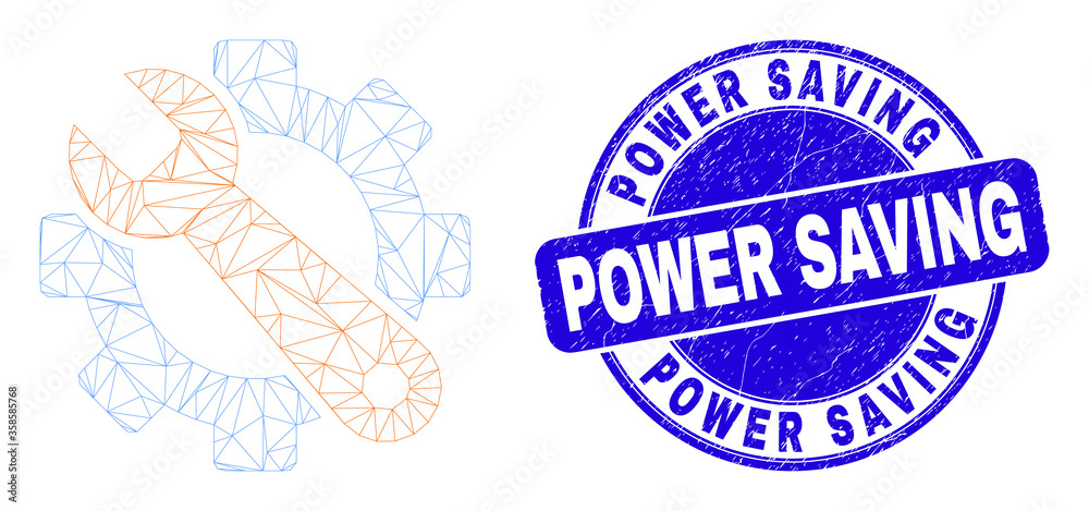 Fotografie Web mesh service tools icon and Power Saving watermark