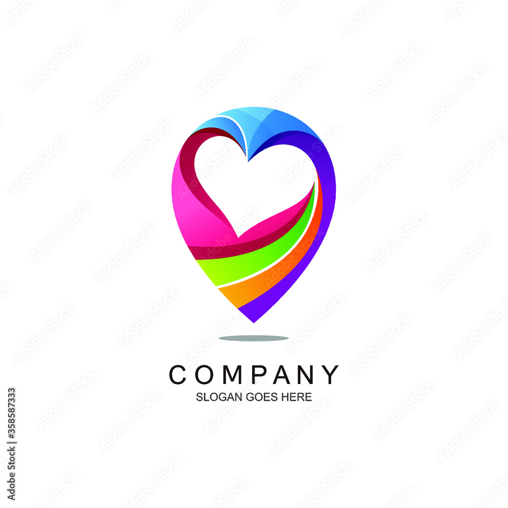 Love and pin point logo vector