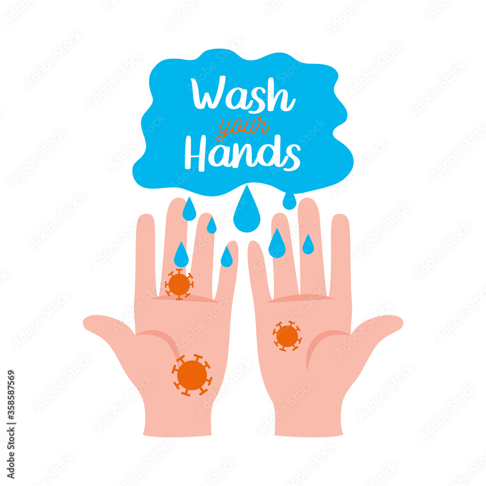 Fototapeta premium wash your hands lettering design with infected hands icon