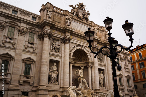 Statue of the god Neptune in the Trevi Fountain in Rome