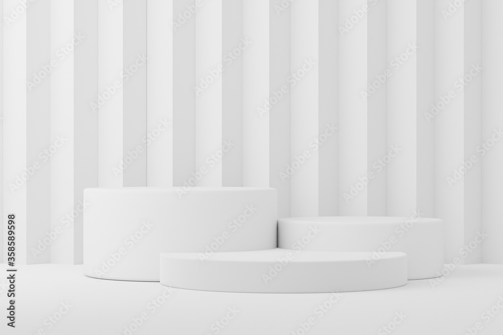 Step podiums on white background. Abstract minimal scene with geometrical. Scene to show cosmetic products presentation. Mock up design empty space. Showcase, shopfront, display case,3d render Step podiums on white background. Abstract minimal scene with geometrical. Scene to show cosmetic products presentation. Mock up design empty space. Showcase, shopfront, display case,3d render