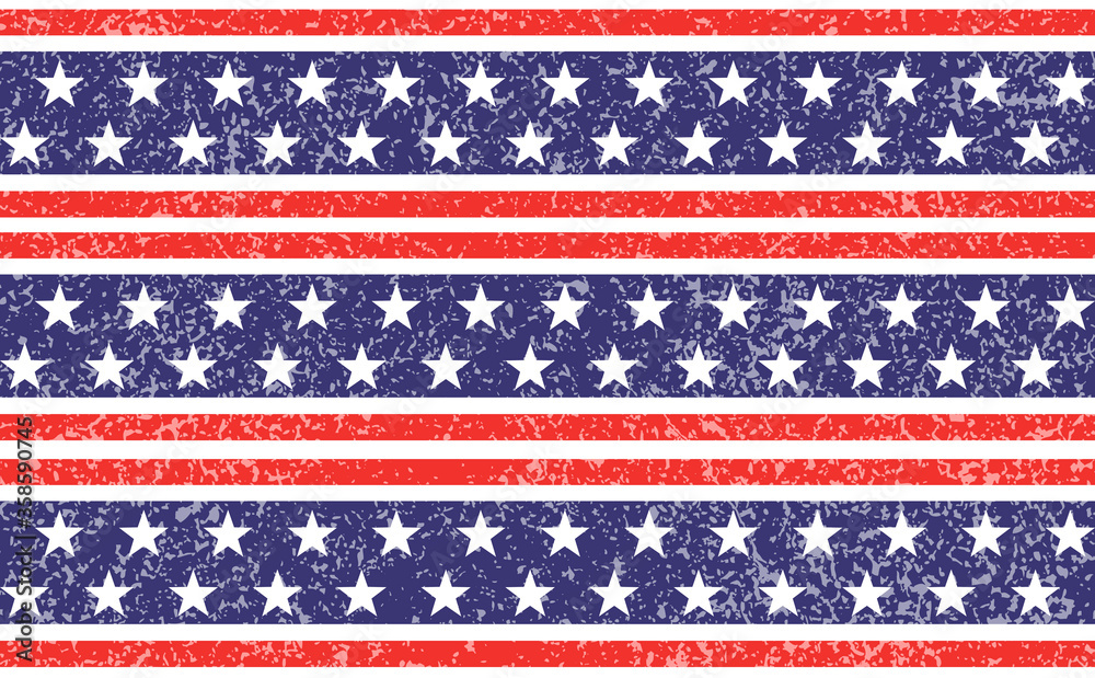 4th of July Stars and Stripes Seamless Pattern, colored as USA Flag. Red, Blue, White Stars and Lines Background for American President Day, memorial day, Grunge texture Vector Illustration 4th of July Stars and Stripes Seamless Pattern, colored as USA Flag. Red, Blue, White Stars and Lines Background for American President Day, memorial day, Grunge texture Vector Illustration