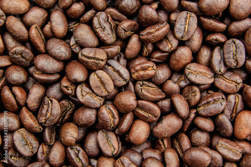 Roasted Coffee Beans background texture. 