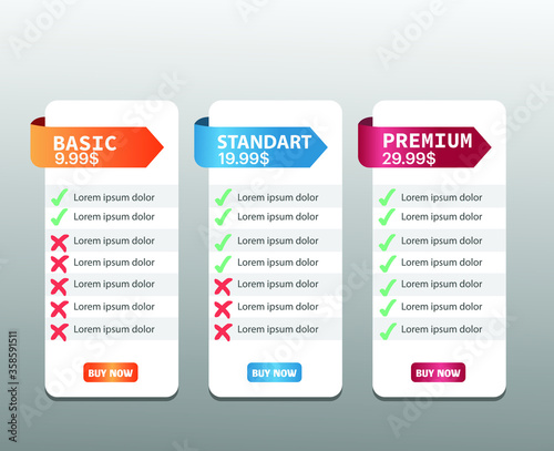 Price list,hosting plans and web boxes template design