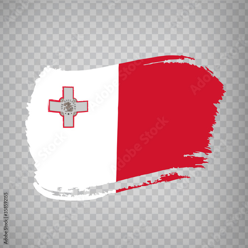 Flag of Malta from brush strokes.  Flag Republic of Malta on  transparent background for your web site design, logo, app, UI. Europe. Vector illustration EPS10