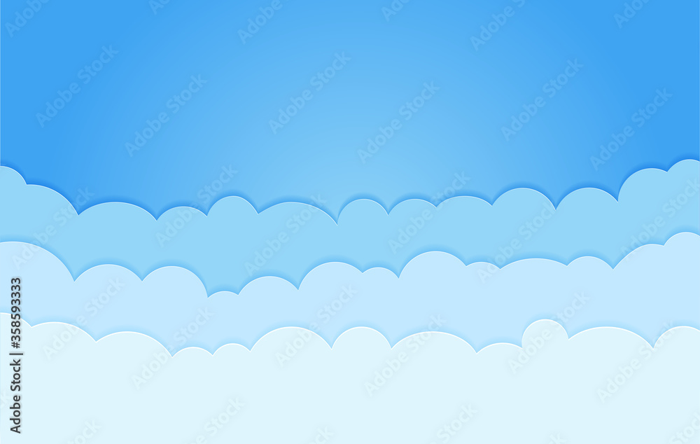 Paper cut clouds in the blue sky. Vector illustration Paper cut clouds in the blue sky. Vector illustration