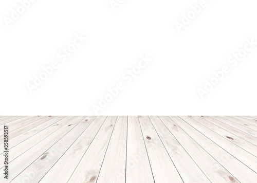 empty wooden table on white background