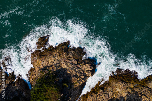 Top down view of shore