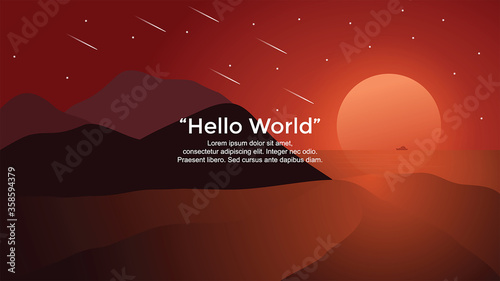 Premium vector banners with polygonal landscape illustration background.