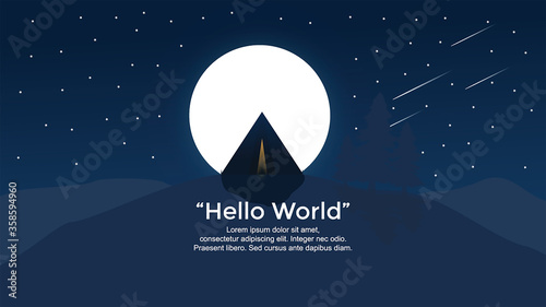Premium vector banners with polygonal landscape illustration background.