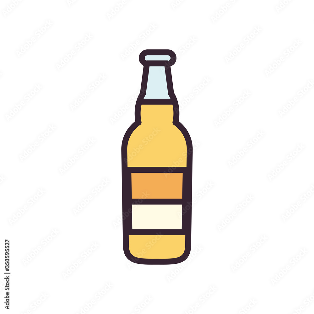 Beer bottle line and fill style icon vector design