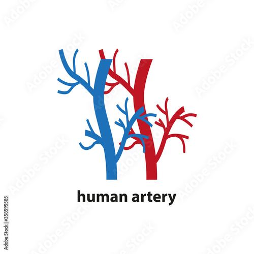 Icon of human blood arteries. Simple vector illustration on a white background