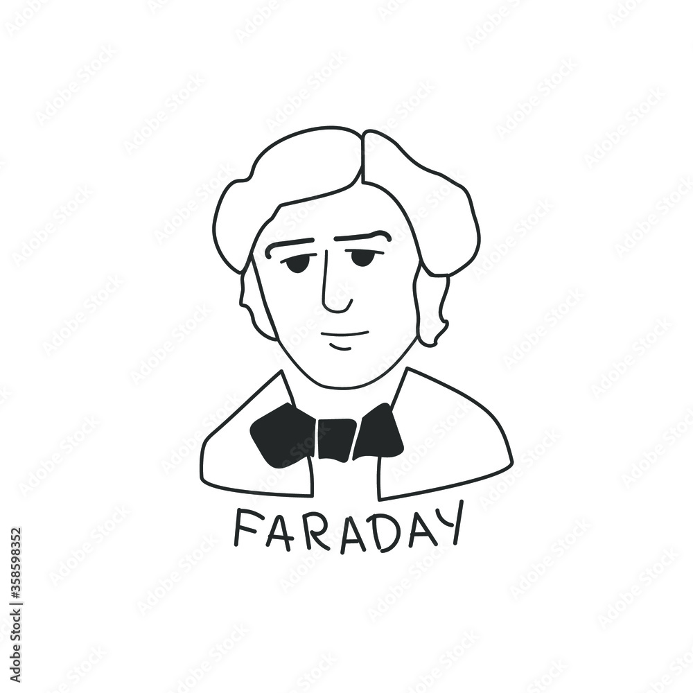 Linear portrait of the scientist Faraday.