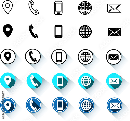 5 different style contact information , all are 25 icons.