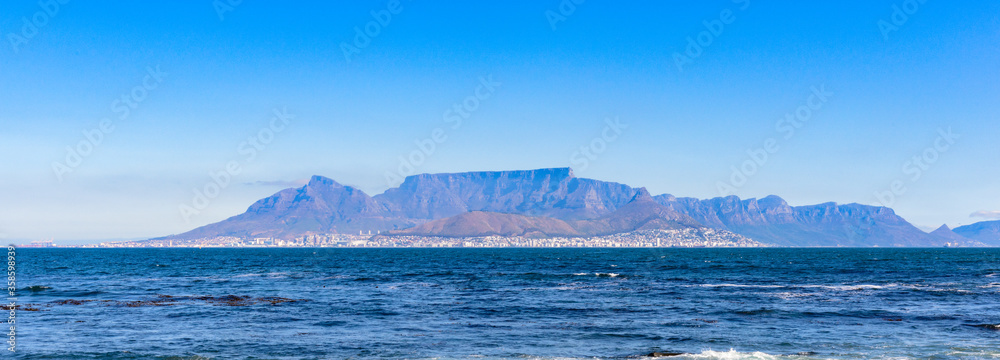 It's Table Mountain seen from the Robben Island, South Africa