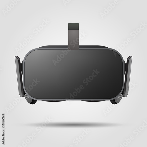 Realistic VR virtual reality glasses isolated on white background. VR gaming headset illustration for apps, ads and websites. Vector illustration.
