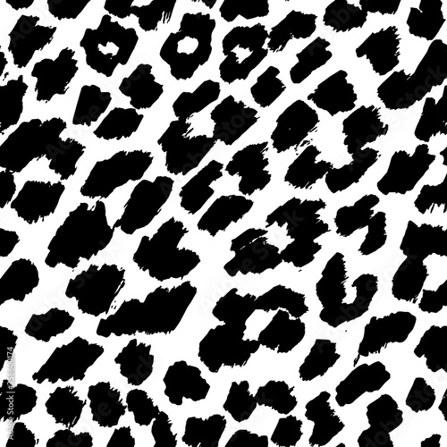 Animal seamless patterns. Leopard are made in black ink  isolated on white background. The object of nature is a naturalistic sketch.