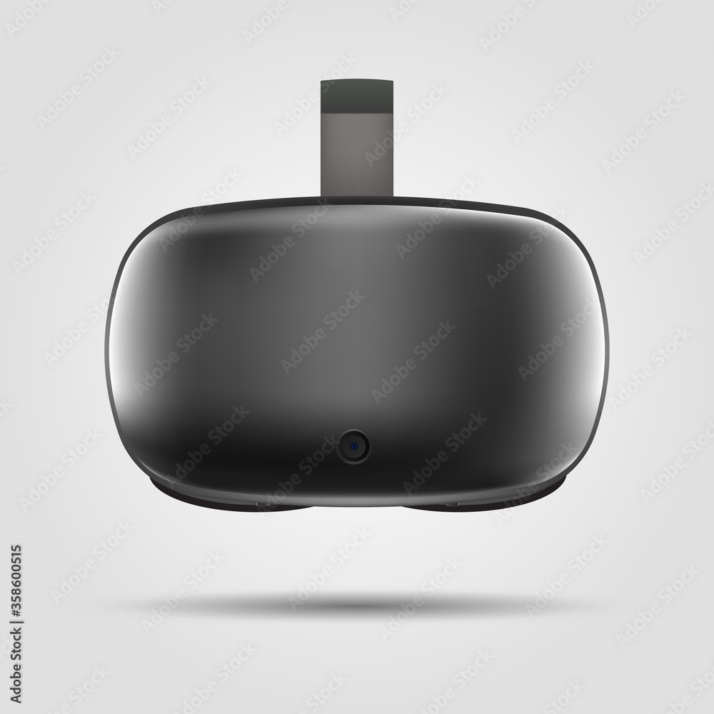 Realistic VR virtual reality glasses isolated on white background. VR gaming headset illustration for apps, ads and websites. Vector illustration.