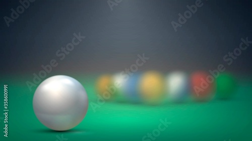 Billiard balls on a pool table, American billiards
