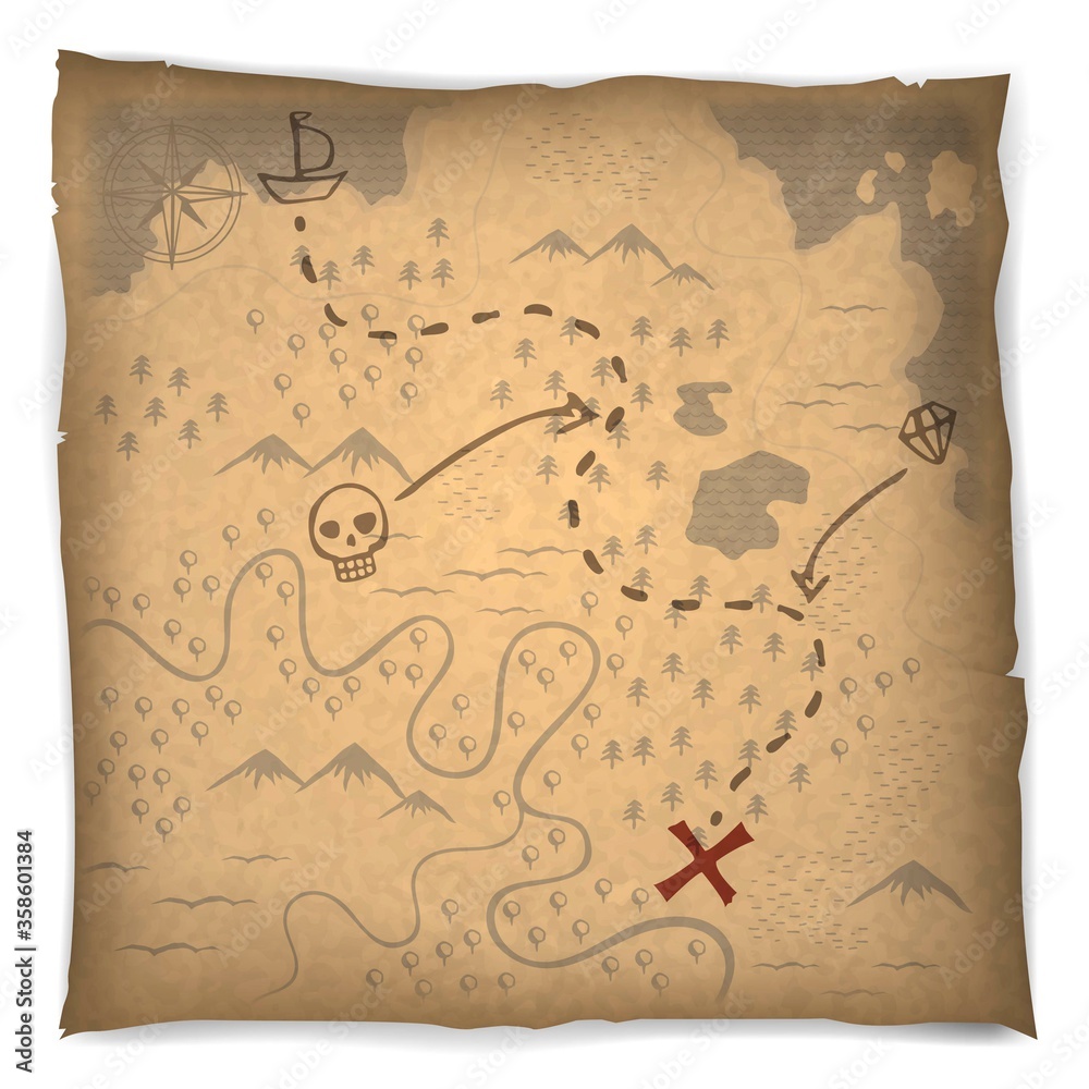 Ancient pirate map for treasure hunting Stock Vector Adobe Stock