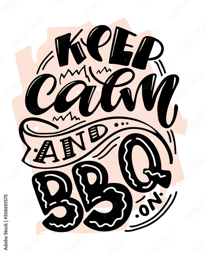 Fototapeta premium Bbq fun slogan, great design for any purposes. Lettering for family dinner design. Funny print, poster and banner with phrase about barbeque. Summer card. Vector illustration