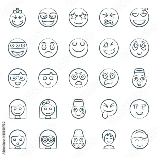 
Trendy Cute Emotag Doodle Line Icons 
