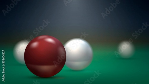 Billiard balls on a pool table, Russian billiards